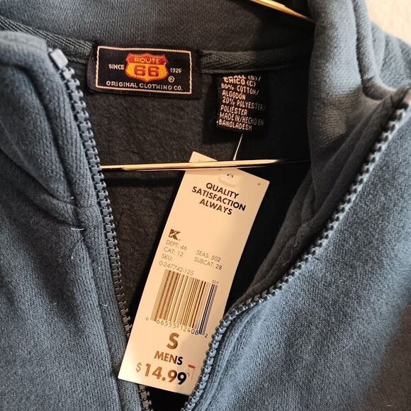 Vintage Route 66 Sweatshirt Mens Small 1/4 Zip Pull Over Blue Gray - Picture 3 of 7